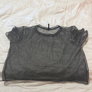 Stradivarius Silver Mesh Crop Top